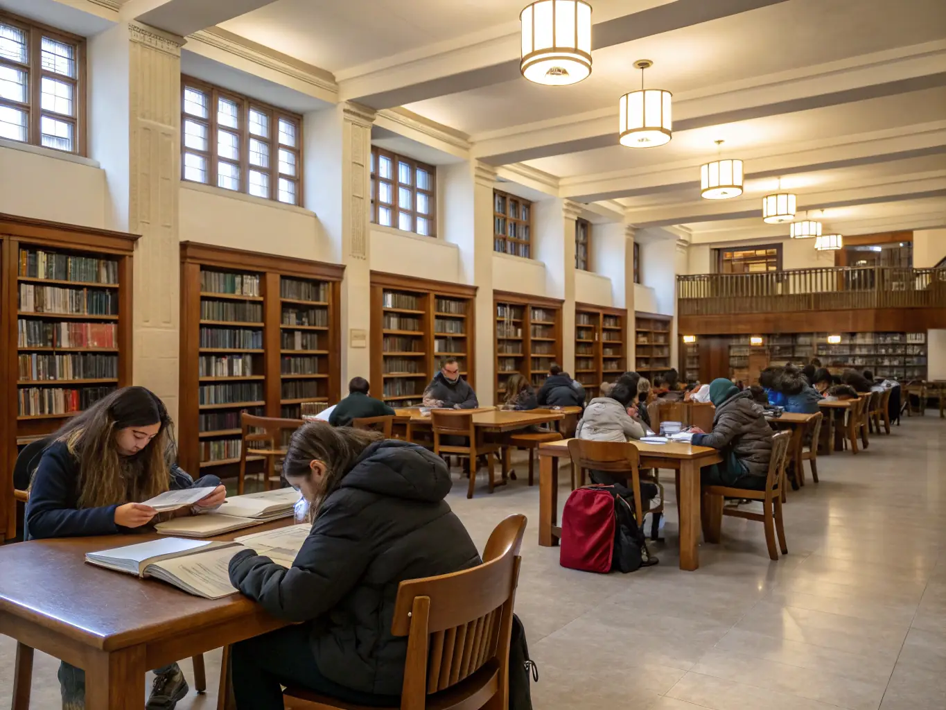 A well-stocked library with children reading books, representing AEL's commitment to providing educational resources. The atmosphere is calm and inviting, encouraging a love for reading and learning.
